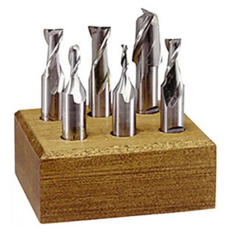 Interstate Single End Mill Set, HSS Uncoated, 6 pcs, Centercutting, 1/8 – 1/2, 2 Flutes – 71-523-5