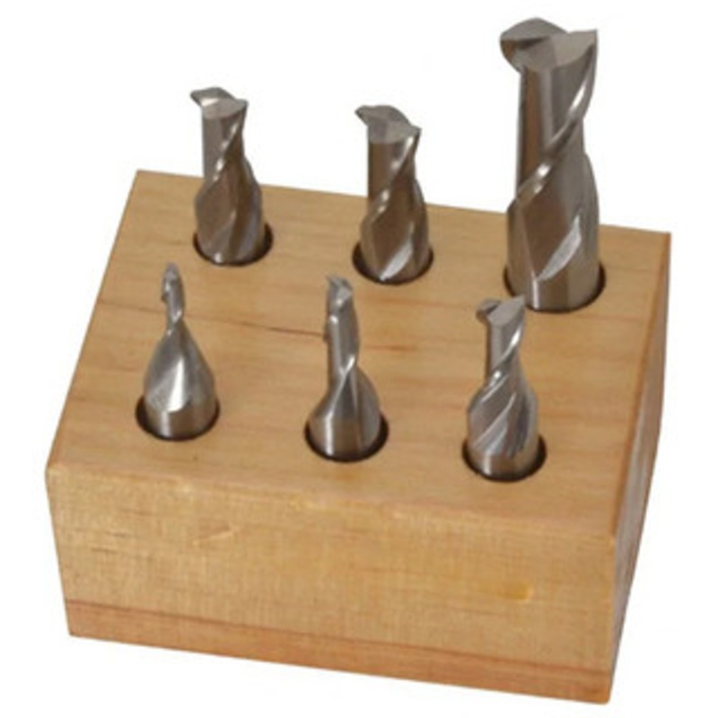 Interstate Single End Mill Set, Cobalt Uncoated, 6 pcs, Centercutting, 1/8 – 1/2, 2 Flutes – 71-529-2