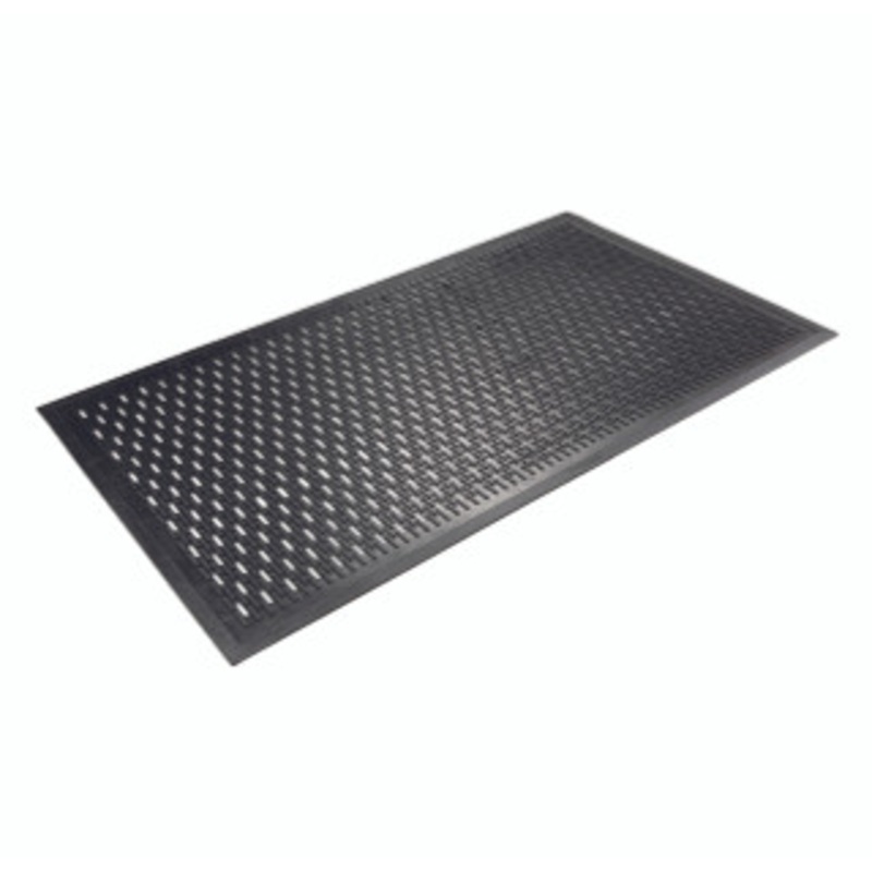 Wearwell Upfront Scraper Mat Slotted Grease Resistant Black, 5/16in x 3ft x 5ft – 224.516X3X5GRSLTBK