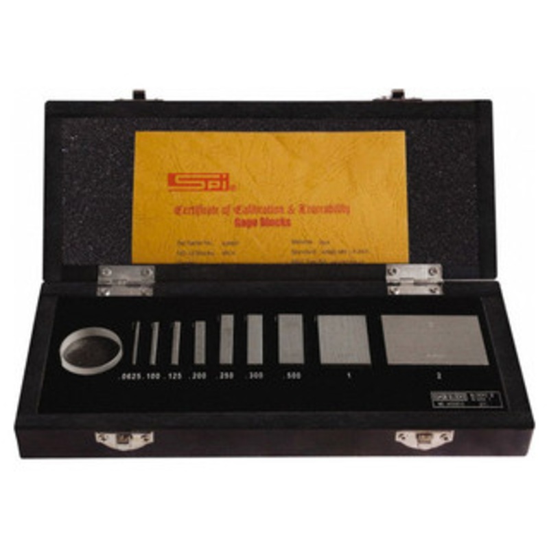 SPI Micrometer Calibration Set, Inch, Grade AS-1, 9 Blocks, 1 Flat, 0.0625 – 2 – 11-345-6
