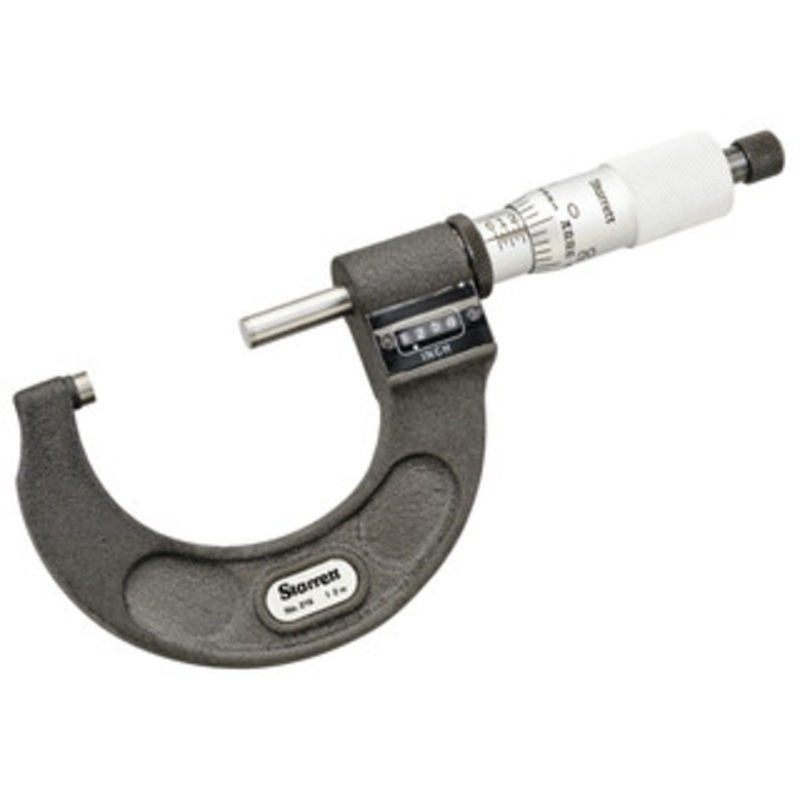 Starrett Mechanical Digit Micrometer T216XRL-2, 1-2, Ratchet Thimble, Carbide Measuring Faces – 10-552-8