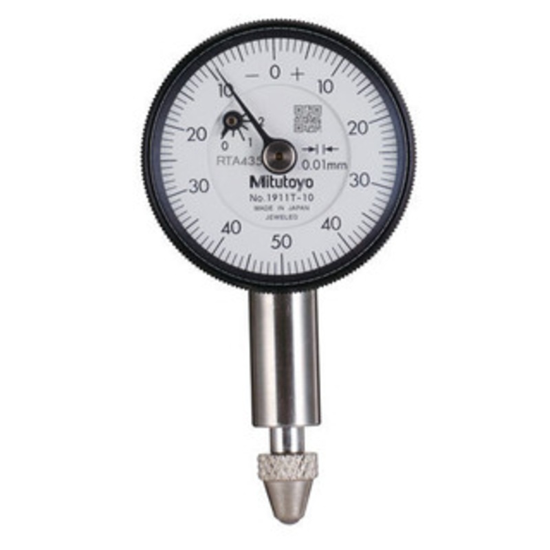 Mitutoyo Dial Indicator Series 0 – Compact type, Flat Back, 0 – 0.5mm Range, 0.002mm Graduation, 0-100-0 Dial Reading – 1913TB-10
