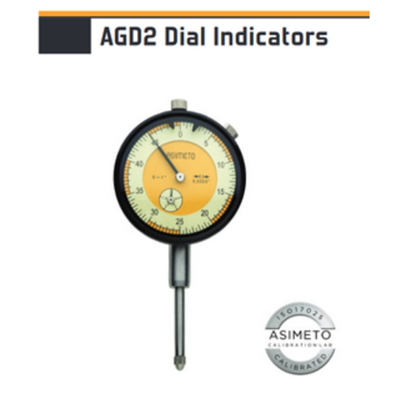 Asimeto Dial Indicator AGD2, 0.50 Range, 0.0005 Graduation, 0-25-0 Reading – 7402125