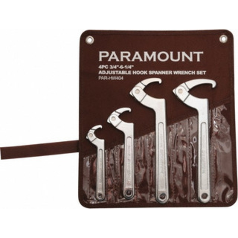 Paramount HW404 Adjustable Hook Spanner Wrench Set, 3/4 to 6-1/4 capacity – 992-639-5