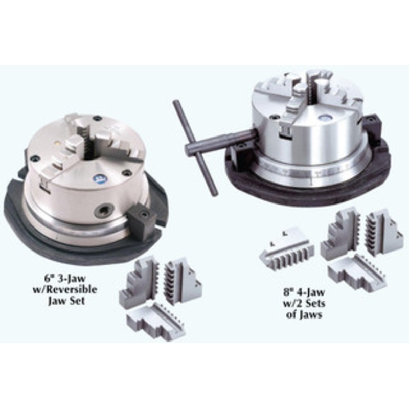 Vertex Self Centering Rotary Chucks, 6 3-Jaw and 8 4-Jaw