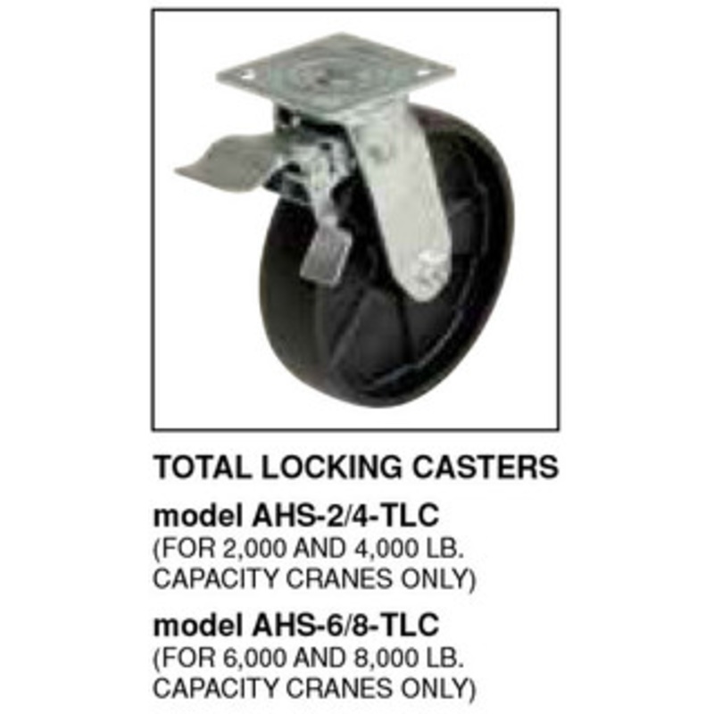 Vestil Total Locking Casters for 6000 & 8000 lb. capacity Steel Gantry Cranes – AHS-6/8-TLC