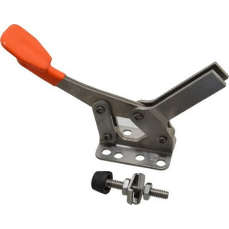 Knu-Vise 400 Lb Holding Capacity, Horizontal Handle, Manual Hold Down Toggle Clamp 85 Handle Movement, 95 Bar Opening, U-Bar, Flanged Base, Stainless Steel H-400(SS) – 08106734