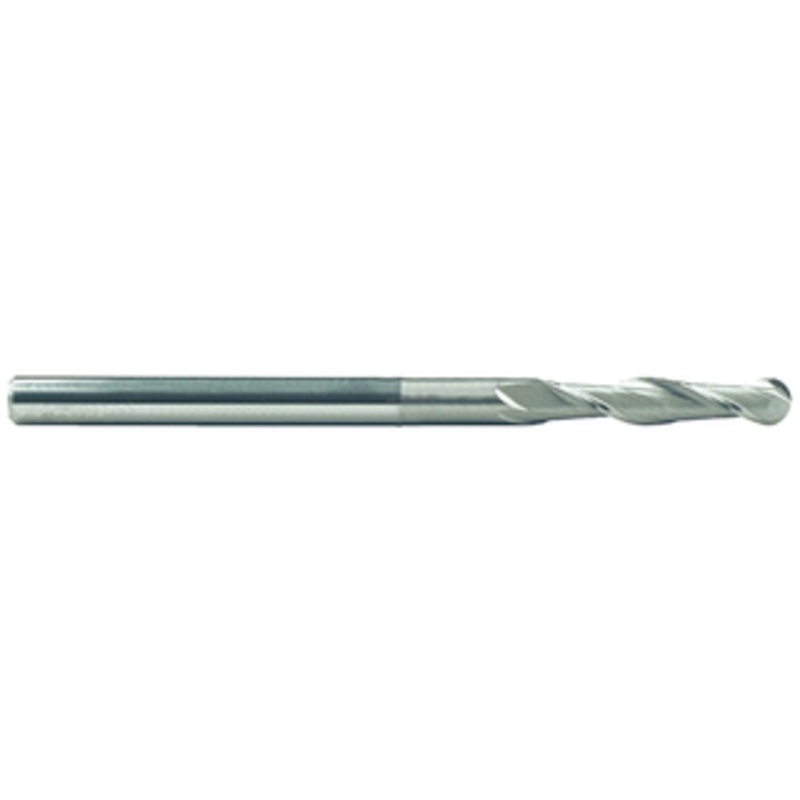 Rushmore USA 2 Flute Ball End Long Reach Undercut Shank Micrograin Carbide Single End Mill, 5/16 Size & Shank Diameter, 1-1/2 Length of Cut, 2-13/16 Neck Length 6 Overall Length