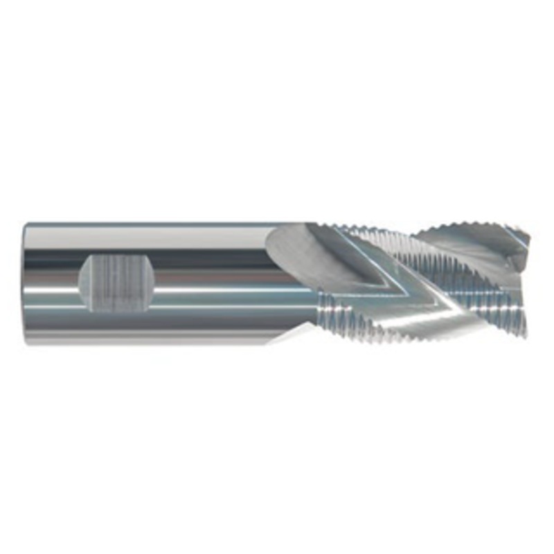 Rushmore USA 3 Flute Solid Carbide Coarse Pitch Roughing Single End Mill, 1/2 Size, 1-1/4 Length of Cut, .025 Chamfer, 3 Overall Length