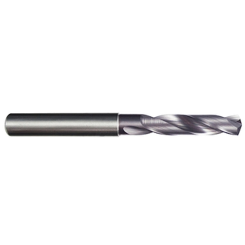 Rushmore USA Solid Carbide AlTiN 3XD Non-Coolant Thru Drill, 10mm Size, 0.3937 Decimal Size, 0.3937 Shank Diameter, 1.85 Flute Length, 3.5 Overall Length
