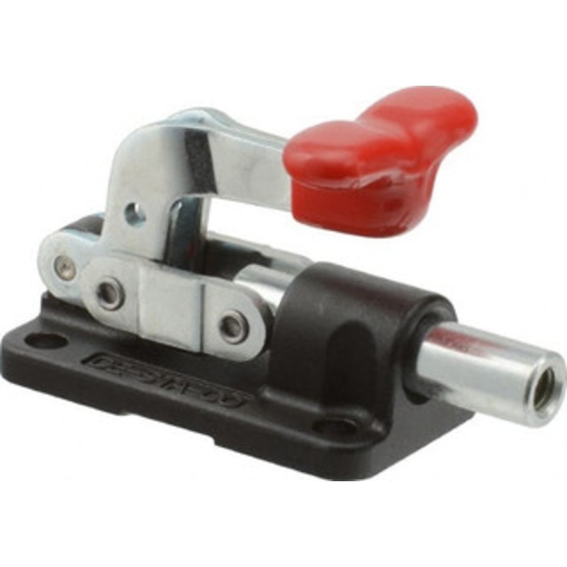 Destaco 560 Lb Load Capacity, Flanged Base, Carbon Steel, Standard Straight Line Action Clamp 4 Mounting Holes, 0.22 Mounting Hole Diam, 0.39 Plunger Diam, T-Handle Handle 6015 – 93852820