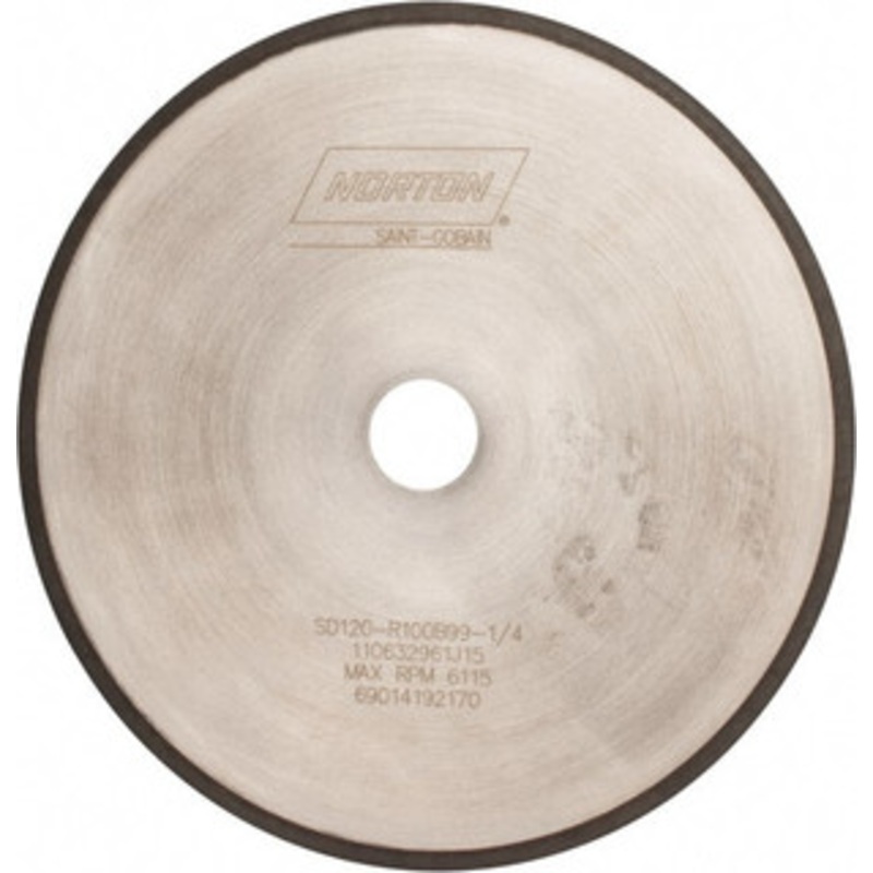 Norton 10 Diam x 1-1/4 Hole, 120 Grit Surface Grinding Wheel Diamond, Type 1A1R, Coarse Grade 69014192170 – 73554180