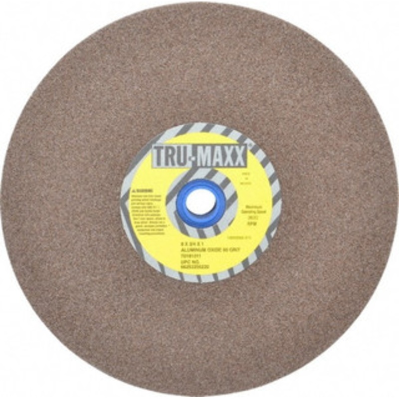 Tru-Maxx 60 Grit Aluminum Oxide Bench & Pedestal Grinding Wheel 8 Diam x 1 Hole x 3/4 Thick, 3600 Max RPM, O Hardness, Medium Grade , Vitrified Bond 66253255220 – 70181011