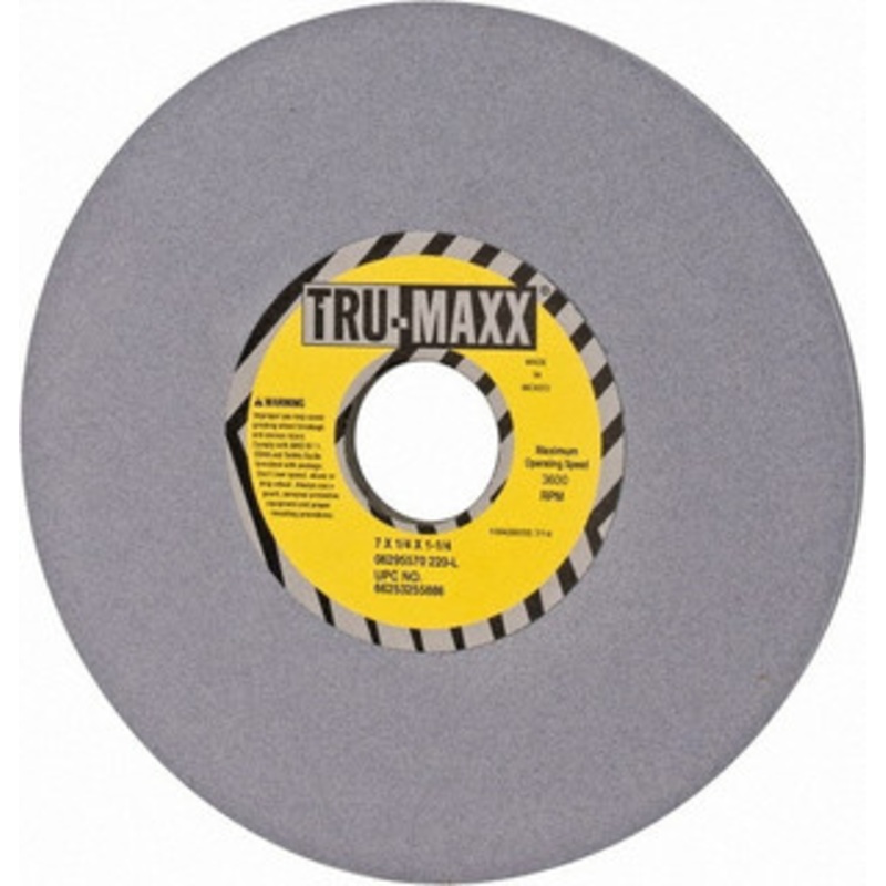 Tru-Maxx 7 Diam x 1-1/4 Hole x 1/4 Thick, L Hardness, 220 Grit Surface Grinding Wheel Aluminum Oxide, Type 1, Very Fine Grade, 3,600 Max RPM, Vitrified Bond, No Recess 66253255886 – 06295570
