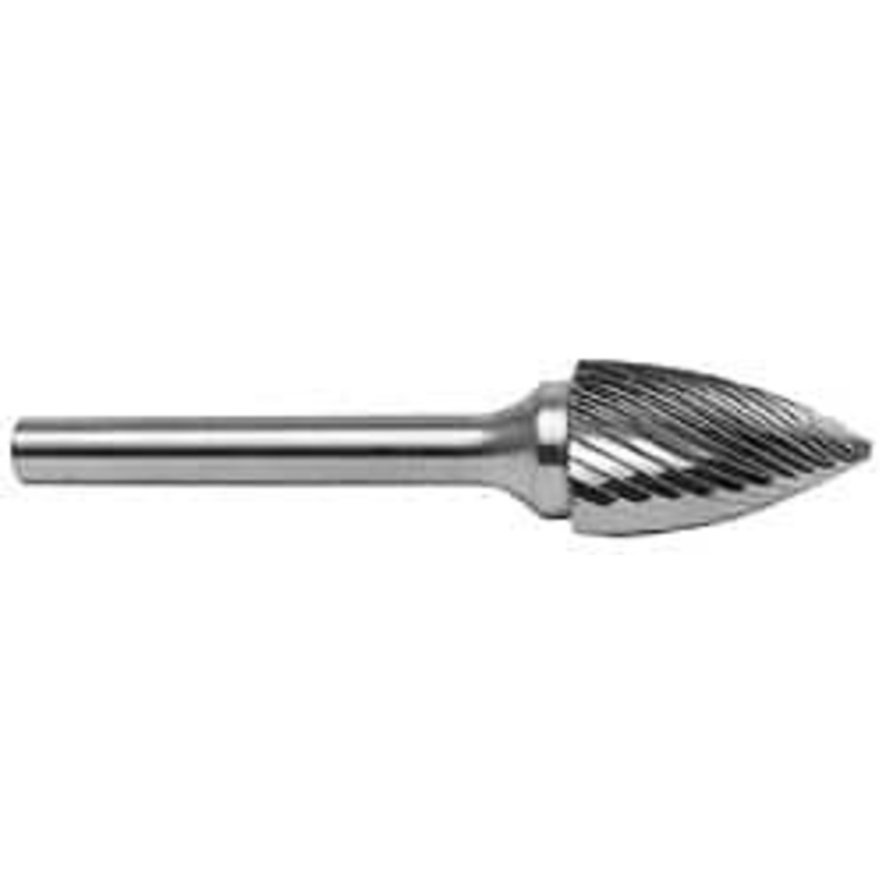 SGSPRO 3/16 Cut Diam, 1/8 Shank Diam, Carbide Single Cut Tree Burr Point End, 1/2 LOC 14275 – 05293014
