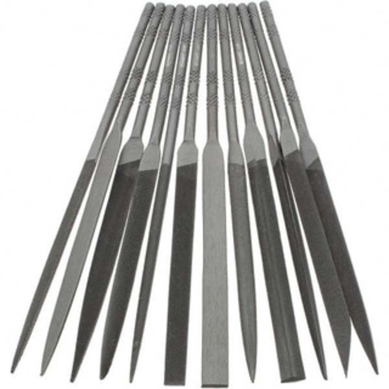 Value Collection 12 Piece Needle Pattern File Set 6-1/4 Long, Round Handle, Set Includes Flat, Three Square, Round, Equaling, Half Round, Knife Crossing, Slitting, Joint BD-KP8616 – 43589274