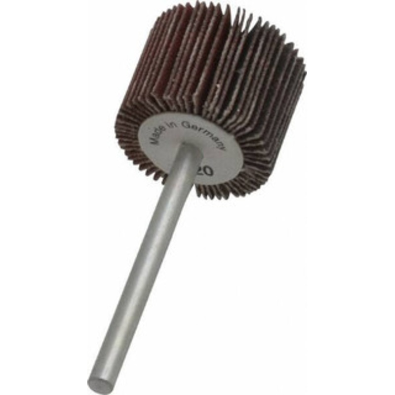 Value Collection 3/4 Diam x 5/8 Face Width, Extra Fine Aluminum Oxide Coated Mounted Flap Wheel 1/8 Shank Mount, 320 Grit, X Weighted Cloth Backing, 35,000 Max RPM 112131 – 05096722