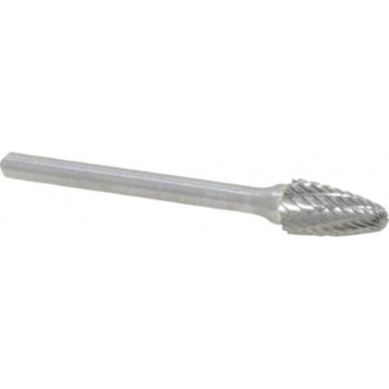 Atrax 1/4 Cut Diam, 1/8 Shank Diam, Carbide Double Cut Tree Burr with Radius Radius End, 1-3/4 OAL, 1/2 LOC SF-51DC-ATX – 85283380