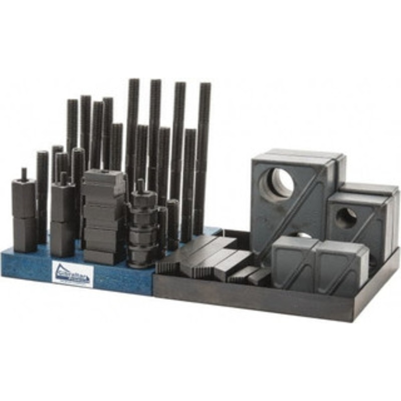 Gibraltar 50 Piece Fixturing Step Block & Clamp Set with 1-1/2 Step Block, 13/16 T-Slot, 5/8-11 Stud Thread 1-1/4 Nut Width, 3, 4, 5, 6, 7 & 8 Stud Lengths 20216G – 04805578
