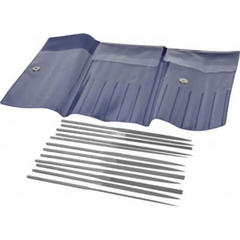 Grobet USA 12 Piece Swiss Pattern File Set 5-1/2 Long, 2 Coarseness, Set Includes Barrette, Crossing, Equalling, Half Round, Knife, Marking, Round, Round Edge Joint, Slitting, Square, Three Square, Warding 31.676 – 60237724