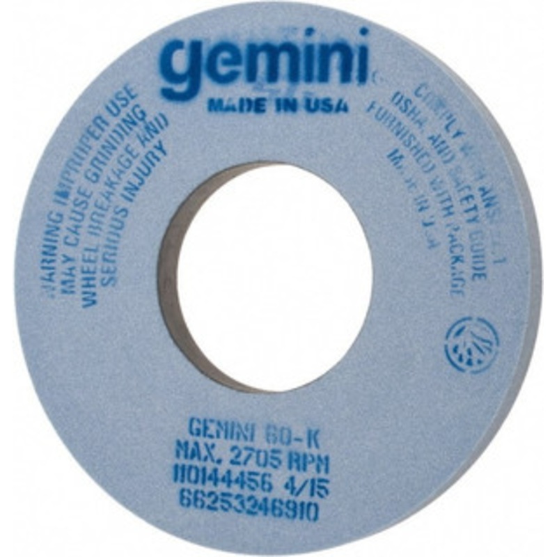 Norton 12 Diam x 5 Hole x 1 Thick, K Hardness, 60 Grit Surface Grinding Wheel Aluminum Oxide, Type 1, Medium Grade, 2,705 Max RPM, No Recess 66253246910 – 81162513