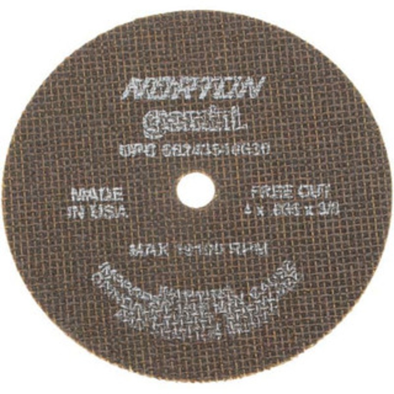 Norton 4 x 0.035, 3/8 Hole 60 Grit Aluminum Oxide Cutoff Wheel Medium Grade, Reinforced, 19,100 Max RPM, Use with Die Grinders 66243510630 – 75870717