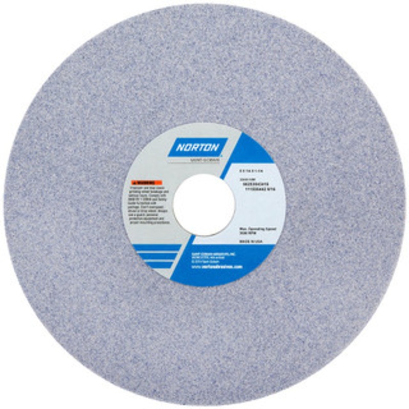 Norton 8 Diam x 1-1/4 Hole x 1/4 Thick, K Hardness, 46 Grit Surface Grinding Wheel Aluminum Oxide, Type 1, Coarse Grade, 3,600 Max RPM, Vitrified Bond, No Recess 66253043413 – 01056753