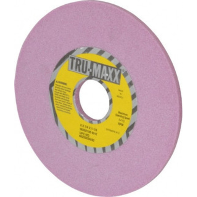 Tru-Maxx 6 Diam x 1-1/4 Hole x 1/4 Thick, K Hardness, 60 Grit Surface Grinding Wheel Aluminum Oxide, Type 1, Medium Grade, 5,410 Max RPM, Vitrified Bond, No Recess 66253255582 – 06292106