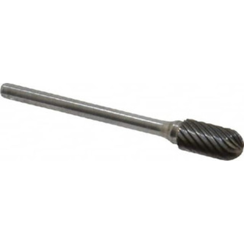 Atrax 1/4 Cut Diam, 1/8 Shank Diam, Carbide Single Cut Cylinder Burr with Radius Radius End, 1-3/4 OAL, 1/2 LOC SC-51SC-ATX – 85282085