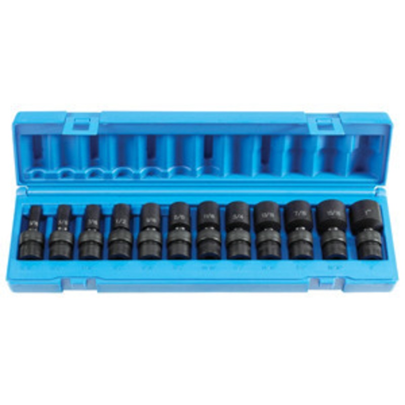 Grey Pneumatic 3/8 Drive SAE Universal Semi Deep Impact Socket Set – GY1212USD