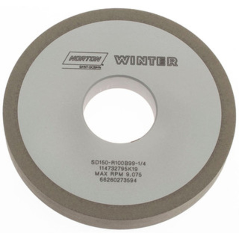 Norton 4 Diam x 1-1/4 Hole x 1/2 Thick, 150 Grit Surface Grinding Wheel Diamond, Type 1A1, Very Fine Grade, Resinoid Bond 66260273594 – 08607590