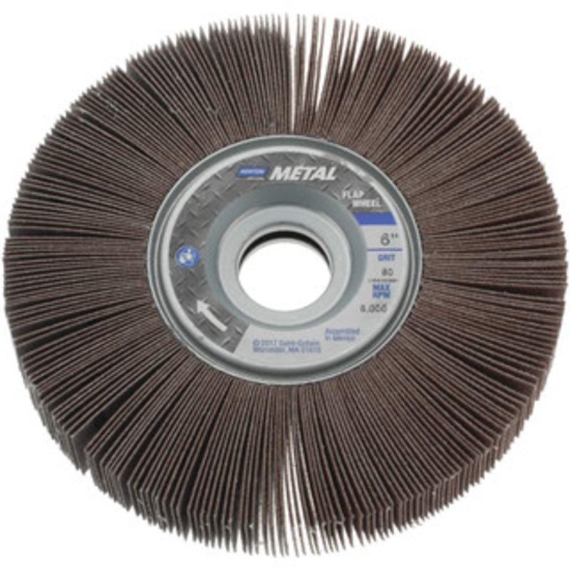 Norton 6 x 1 80 Grit Aluminum Oxide Unmounted Flap Wheel Coated, Medium Grade, 1 Center Hole, 6,200 Max RPM 63642502681 – 05099288
