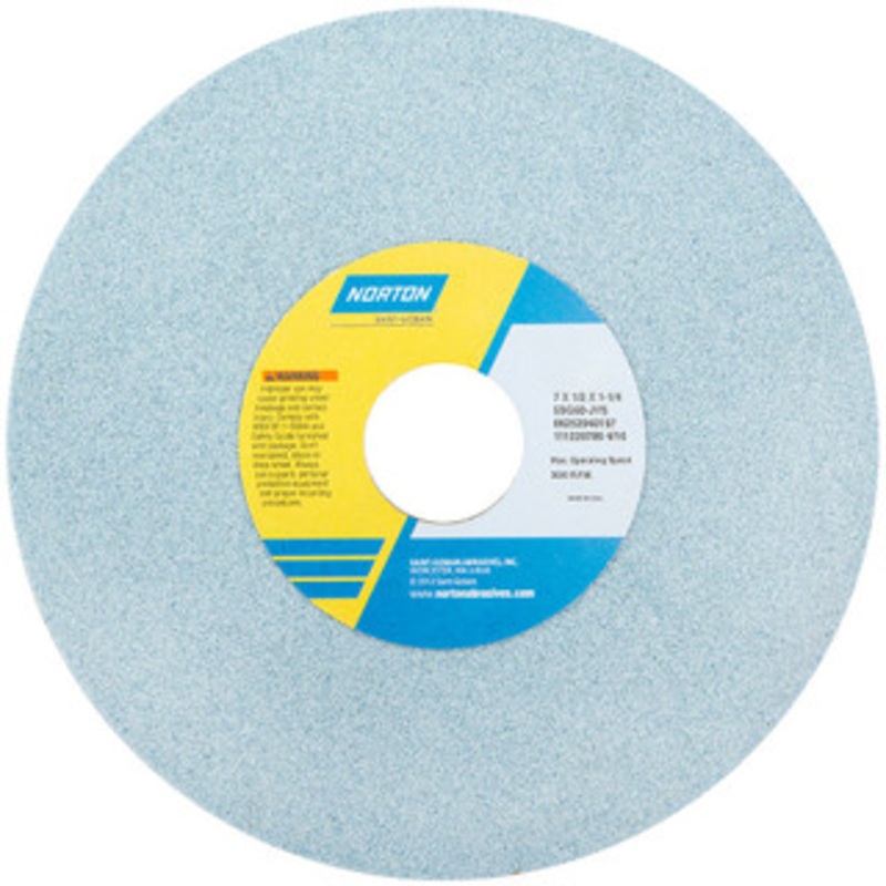 Norton 7 Diam x 1-1/4 Hole x 1/2 Thick, K Hardness, 100 Grit Surface Grinding Wheel Ceramic, Type 1, Fine Grade, 3,600 Max RPM, Vitrified Bond, No Recess 66252940205 – 05008362