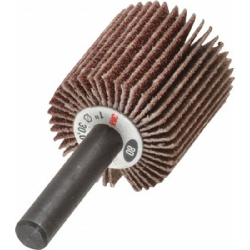 3M 1 Diam x 1 Face Width, Medium Aluminum Oxide Coated Mounted Flap Wheel 1/4 Shank Mount, 80 Grit, XE Weighted Cloth Backing, 30,000 Max RPM 7100178231 – 09288580