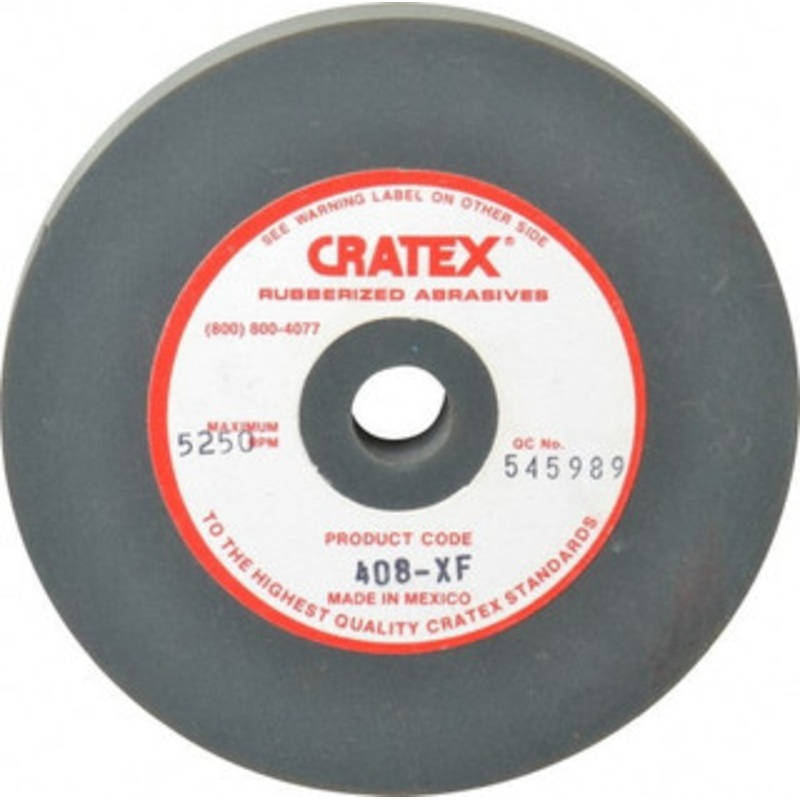 Cratex 4 Diam x 1/2 Hole x 1/2 Thick, Surface Grinding Wheel Silicon Carbide, Extra Fine Grade, 5,250 Max RPM, Rubber Bond, No Recess 408XF – 05086509