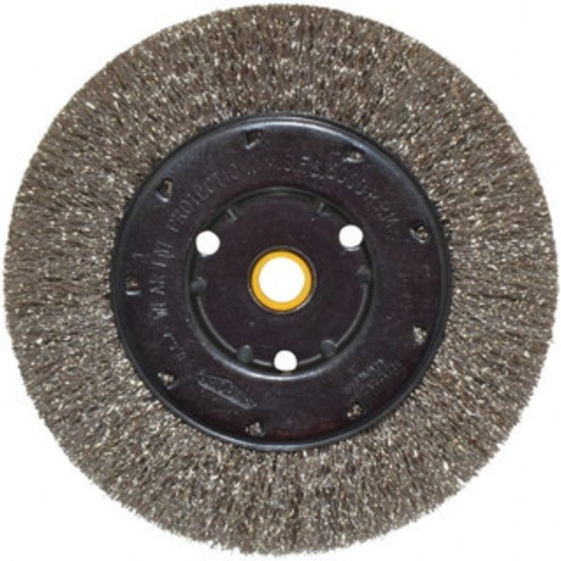 Osborn 6 OD, 1/2 & 5/8 Arbor Hole, Crimped Stainless Steel Wheel Brush 5/8 Face Width, 1-1/8 Trim Length, 0.0104 Filament Diam, 6,000 RPM 0002111000 – 53491833