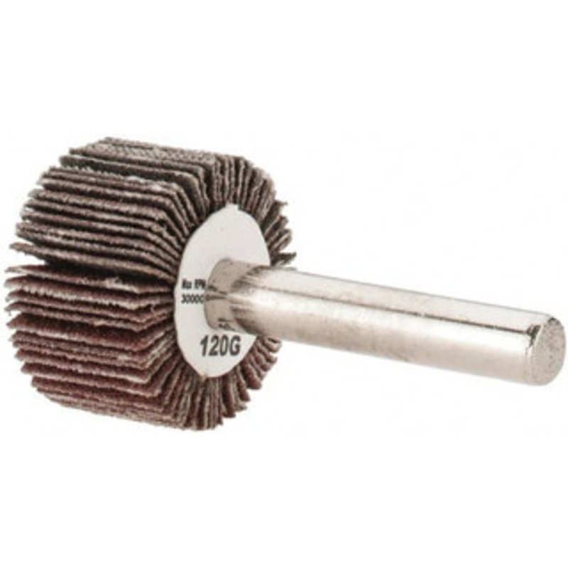Tru-Maxx 1 Diam x 5/8 Face Width, Fine Aluminum Oxide Coated Mounted Flap Wheel 1/4 Shank Mount, 120 Grit, 30,000 Max RPM SZMFW1120 – 87661500