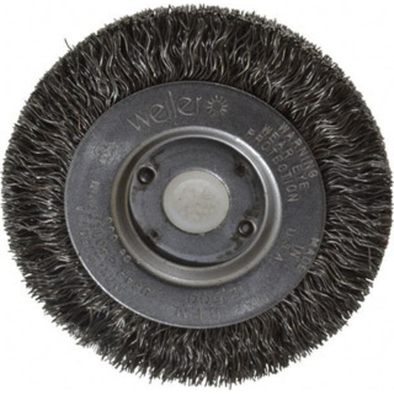 Weiler Abrasives 3 OD, 1/2 Arbor Hole, Crimped Steel Wheel Brush 7/16 Face Width, 1/2 Trim Length, 0.0118 Filament Diam, 12,500 RPM 00234 – 75843326