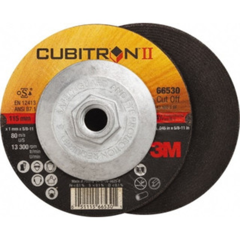 3M 60 Grit, 4-1/2 Wheel Diam, Type 27 Depressed Center Wheel Ceramic, Resinoid Bond, S Hardness, 13,300 Max RPM 7100234859 – 81679755