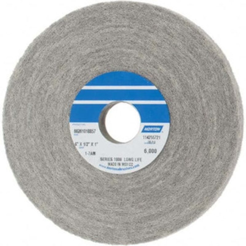 Norton 6 Diam, 1/2 Face Width, 1 Center Hole, Medium Grade, Aluminum Oxide Deburring Wheel Convolute, Density 7 Grade 66261018857 – 71276141
