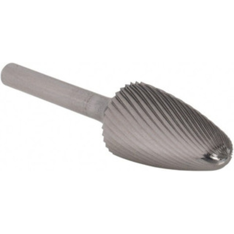 SGSPRO 3/4 Cut Diam, 1/4 Shank Diam, Carbide Single Cut Tree Burr Radius End, 1-1/4 LOC 13575 – 05290598