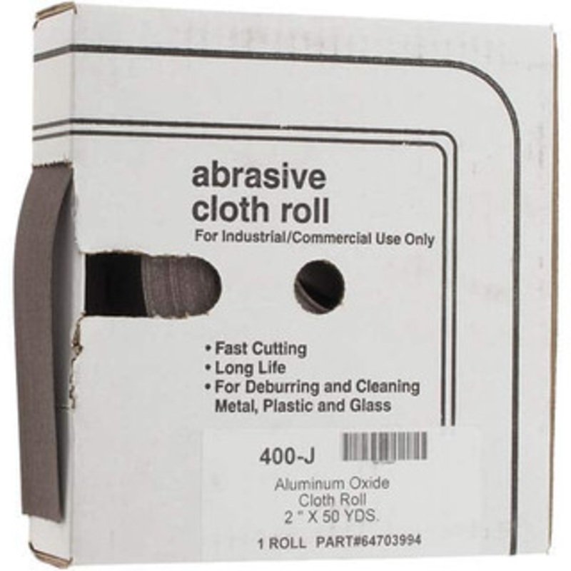 Value Collection 2 x 50 Yd 400 Grit Aluminum Oxide Shop Roll Super Fine Grade, J Weighted Cloth Backing 301620 – 64703994