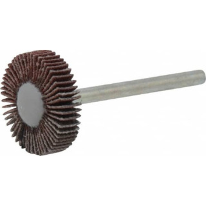 Value Collection 3/4 Diam x 3/16 Face Width, Very Fine Aluminum Oxide Coated Mounted Flap Wheel 1/8 Shank Mount, 180 Grit, X Weighted Cloth Backing, 35,000 Max RPM 112069 – 05096367