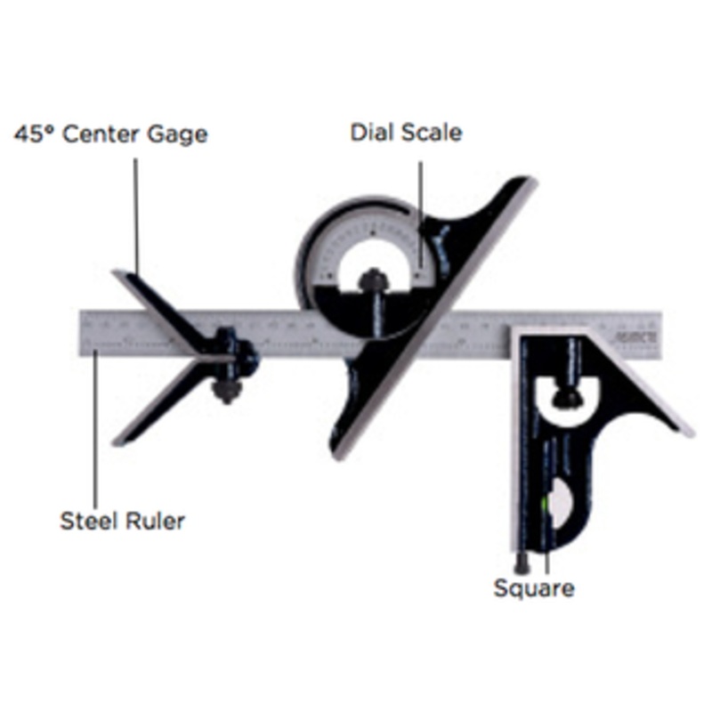 Asimeto 4 Piece Combination Square Set w/4R Ruler – 7490218