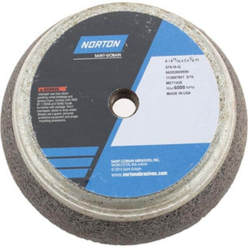Norton 6 Diam, 2 Overall Thickness, 16 Grit, Type 11 Tool & Cutter Grinding Wheel Very Coarse Grade, Aluminum Oxide, Q Hardness, 6,000 RPM 66252809599 – 83116632