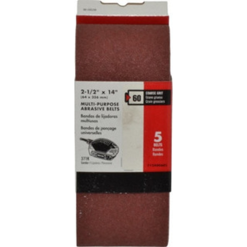 Porter-Cable 2-1/2 Wide x 14 OAL, 60 Grit, Aluminum Oxide Abrasive Belt Aluminum Oxide, Medium, Coated, X Weighted Cloth Backing 712400605 – 00760660