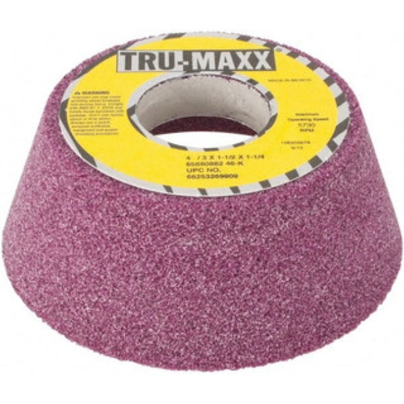 Tru-Maxx 4 Diam x 1-1/4 Hole x 1-1/2 Thick, K Hardness, 46 Grit Surface Grinding Wheel Aluminum Oxide, Type 11, Coarse Grade, Vitrified Bond, No Recess 66253269909 – 70232962