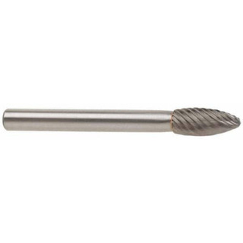 Atrax 3/4 Cut Diam, 1/4 Shank Diam, Carbide Single Cut Flame Burr Radius End, 3-3/8 OAL, 1-5/8 LOC SH-7SC-ATX – 85288165