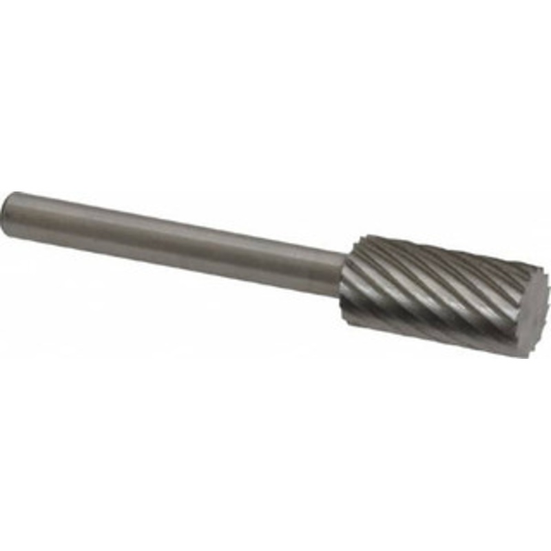 Made in USA 1/4 Cut Diam, 1/8 Shank Diam, High Speed Steel Single Cut Cylinder Burr Flat End, 1-1/2 OAL, 1/2 LOC H-20 – 00439208
