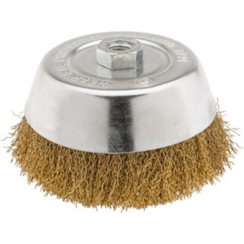 Value Collection 6 Diam 5/8-11 Threaded Arbor Brass Fill Cup Brush Crimped Wire, 0.02 Wire Diam, 1-1/4 Trim, 6,000 Max RPM 0115058350 – 74038191